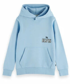 Cheap 😀 Scotch & Soda x Elvis Collaboration - Organic Cotton Hoodie Light Blue Scotch & Soda Fashion Teen, Children ⌛