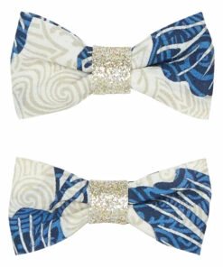 Top 10 ⌛ Set of 2 Floral Bow Hair Clips Navy blue Tartine et Chocolat Fashion Children 🎁