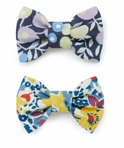 Brand new ⌛ Set of 2 Mini Liberty Bow Hair Slides Blue Bonton Fashion Children 🔥