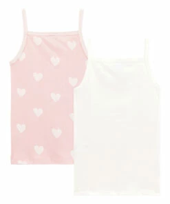 Outlet 🧨 Set of 2 Organic Cotton Heart Tank Tops White Petit Bateau Fashion Children 🎉 -Outlet Kids' Fashion Store set of 2 organic cotton heart tank topsset of 2 organic cotton heart tank tops white petit bateau fashion children 2