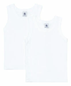 Discount 💯 Set of 2 Organic Cotton Tank Tops Off white Petit Bateau Fashion Children 🛒