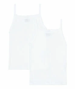Best Sale 🤩 Set of 2 Organic Cotton Tank Tops White Petit Bateau Fashion Teen, Children 😍