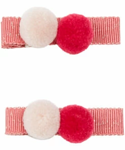 Hot Sale ⌛ Set of 2 Pompom Hair Slides Pink Five / Eleven Fashion Children 💯
