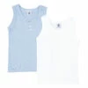 New 🔔 Set of 2 Striped Organic Cotton Tank Tops Blue Petit Bateau Fashion Children 👏