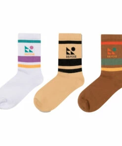 Best Sale 😀 Set of 3 Logo 🧦 Socks White Repose AMS Fashion Teen, Children 😍