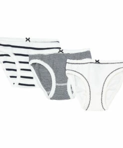 Deals 😍 Set of 3 Organic Cotton Striped Briefs Blue Petit Bateau Fashion Teen, Children 🌟