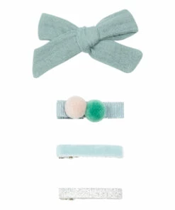Best deal 💯 Set of 4 Forever Hair Slides Green water Five / Eleven Fashion Children 🌟
