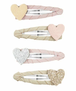 New 🧨 Set of 4 Heart Hair Slides Gold Mimi & Lula Fashion Children ✔️