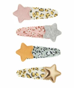 Promo 💯 Set of 4 Leopard Print Tokyo Star Hair Slides Ecru Mimi & Lula Fashion Children 🔥