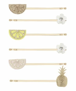 Brand new ⭐ Set of 6 Tutti Frutti Hair Slides Gold Mimi & Lula Fashion Children 🔔