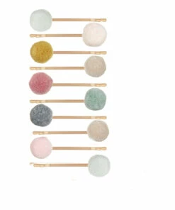 Budget 🎁 Set of Mini Pompom Hair Clips Gold Mimi & Lula Fashion Children ❤️