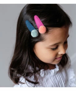 Discount 😍 Set of Pompom Hair Clips Black Mimi & Lula Fashion Children 😀 -Outlet Kids' Fashion Store set of pompom hair clips black mimi lula fashion children 2