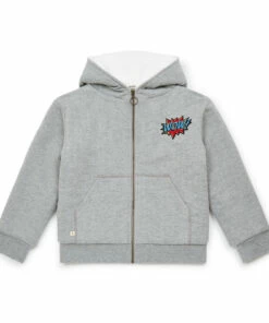 Budget 👏 Sherpa-Lined Organic Cotton Zip Hoodie Heather grey Bonton Fashion Children ⭐