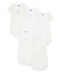 Cheap 👍 Short Sleeve Baby Bodysuits - Set of 5 White Petit Bateau Fashion Baby, Children ⌛ -Outlet Kids' Fashion Store short sleeve baby bodysuits set of 5 white petit bateau fashion baby children 1
