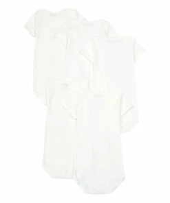 Cheap 👍 Short Sleeve Baby Bodysuits - Set of 5 White Petit Bateau Fashion Baby, Children ⌛ -Outlet Kids' Fashion Store short sleeve baby bodysuits set of 5 white petit bateau fashion baby children 3