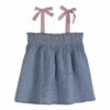 Cheapest 🌟 Smocked Gingham Ribbon Strap Top Blue Emile et Ida Fashion Children 😍