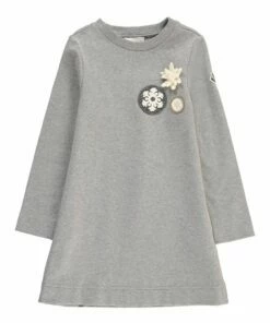 Outlet 🧨 Snowflake Fleece 👗 Dress Grey Moncler Fashion Teen, Children 🛒