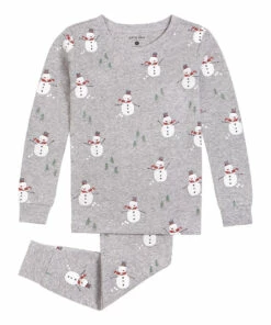 Cheapest 👏 Snowman Print Pyjama Set Heather grey Petit Lem Fashion Children 🎁