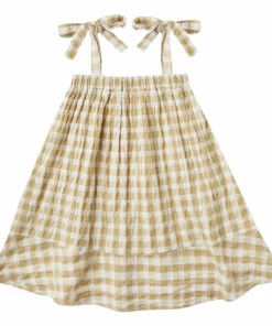 Outlet 🤩 Spaghetti Strap Vichy 👗 Dress Yellow Rylee + Cru Fashion Children 👏