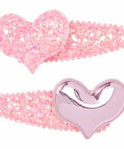 Best Sale 🌟 Sparkly Heart Hair Clips Pink Milk x Soda Fashion Children 👍