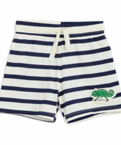 Outlet 🎁 Striped Organic Cotton Shorts Navy blue Mini Rodini Fashion Baby, Children 🔥