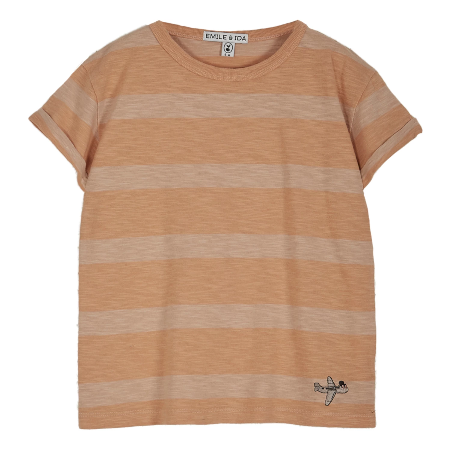 New ❤️ Striped Organic Cotton Slub T-shirt Apricot Emile et Ida Fashion Children ✔️ 1 New ❤️ Striped Organic Cotton Slub T-shirt Apricot Emile et Ida Fashion Children ✔️