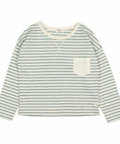 Coupon ❤️ Striped Organic Cotton Slub T-shirt Green water Búho Fashion Children ✨