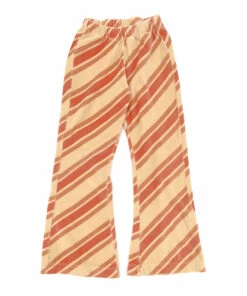 Cheap 👍 Striped Organic Cotton Terry Cloth Flare Trousers Beige Longlivethequeen Fashion Teen, Children 🤩