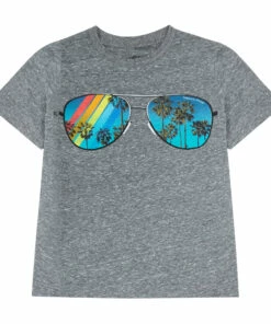 Best deal 🧨 Sunglasses T-shirt Grey Californian Vintage Fashion Teen, Children 🔥
