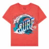 Coupon 💯 Surf T-shirt Red Californian Vintage Fashion Teen, Children 🛒