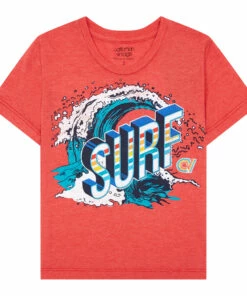 Coupon 💯 Surf T-shirt Red Californian Vintage Fashion Teen, Children 🛒