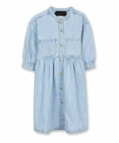 Best Sale 👍 Swing 👗 dress Denim blue Finger in the nose Fashion Teen, Children 👍