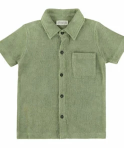 Outlet 🎁 Terry Cloth Shirt Olive green Simple Kids Fashion Teen, Children 👏