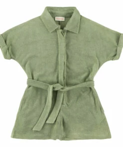Best deal 💯 Terry Cloth Tie-Up Playsuit Khaki Simple Kids Fashion Teen, Children 🧨
