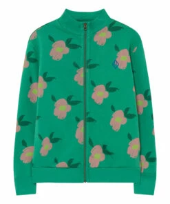Best Sale ๐งจ The Animals Observatory x Smallable Exclusive - Floral Zip-Up Sweatshirt Green The Animals Observatory Fashion Children โ๏ธ