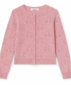 Coupon ✨ Thindra Openwork Cashmere Cardigan Pink Bonpoint Fashion Children ⭐