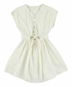 Promo ⌛ Tie-Up 👗 Dress White Simple Kids Fashion Teen, Children 🎁