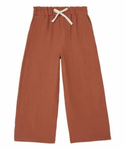 Wholesale โค๏ธ Tosca Cotton Muslin Trousers - Marlot x Smallable Exclusive - Terracotta Marlot Paris Fashion Children ๐