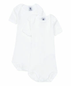 Cheap ๐ Troutrou Organic Cotton Baby Bodysuits - Set of 2 White Petit Bateau Fashion Baby, Children ๐