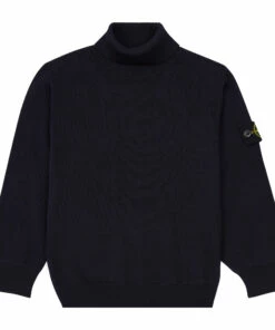 Best deal ⌛ Turtleneck Logo Jumper Navy blue Stone Island Fashion Teen, Children 👍