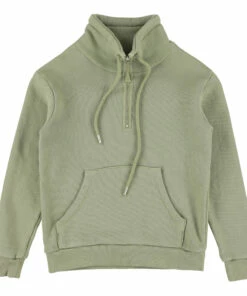 Discount 😍 Zip Neck Sweatshirt Olive green Simple Kids Fashion Teen, Children 😍