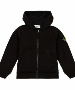 Outlet ⌛ Zip-up Sweatshirt Black Stone Island Fashion Teen, Children ⭐