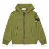 Best Pirce 🛒 Zipped Hoodie Green Stone Island Fashion Teen, Children 🛒