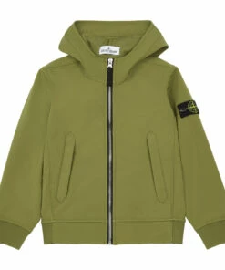 Best Pirce 🛒 Zipped Hoodie Green Stone Island Fashion Teen, Children 🛒